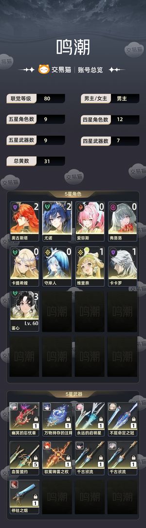 鸣潮【80级】 暴力主C号全员练度满