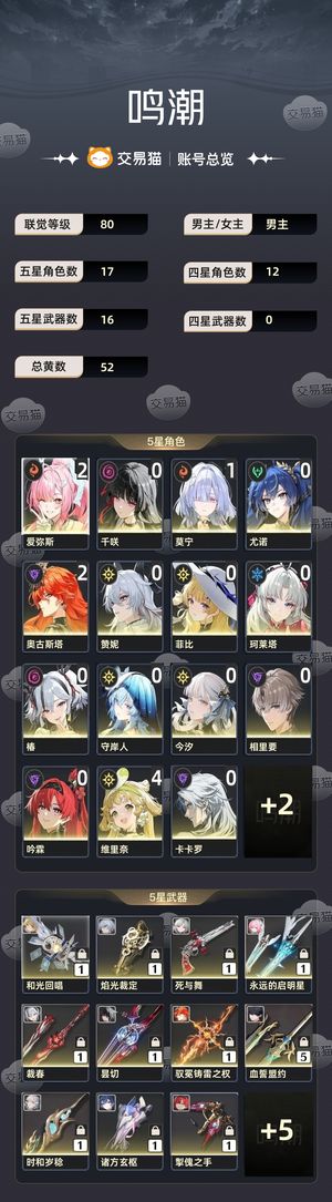 鸣潮【80级】 60金队伍基本全部大毕业满探索