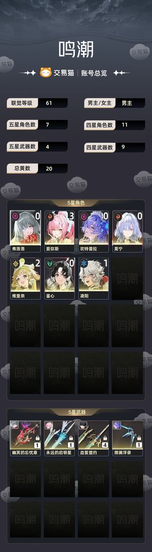 鸣潮【61级】 31爱00莫宁01弗00坎