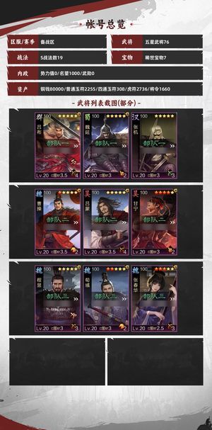 率土之滨武将全，技能齐，武器好