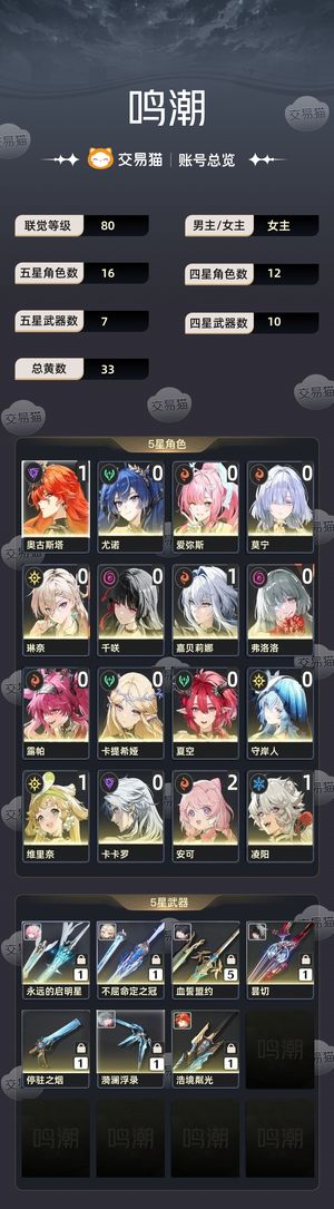 鸣潮【80级】 卡提队 日月队 小爱队 