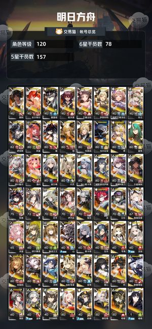 明日方舟【120级】 明日方舟官服死绑78个六星