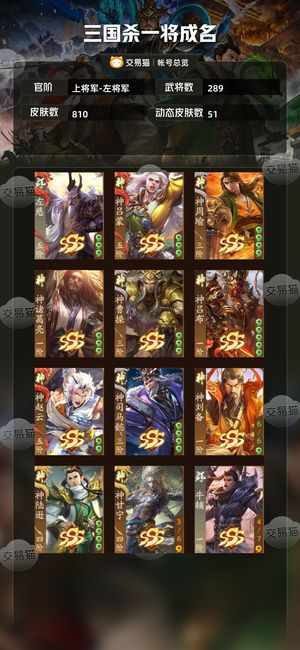 三国杀一将成名（三国杀十周年）【上将军-左将军】 三国杀一将成名