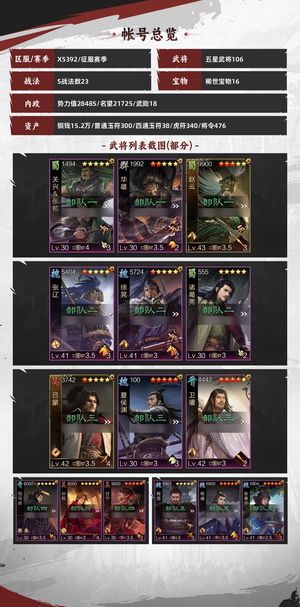 率土之滨前三高红宝物配套