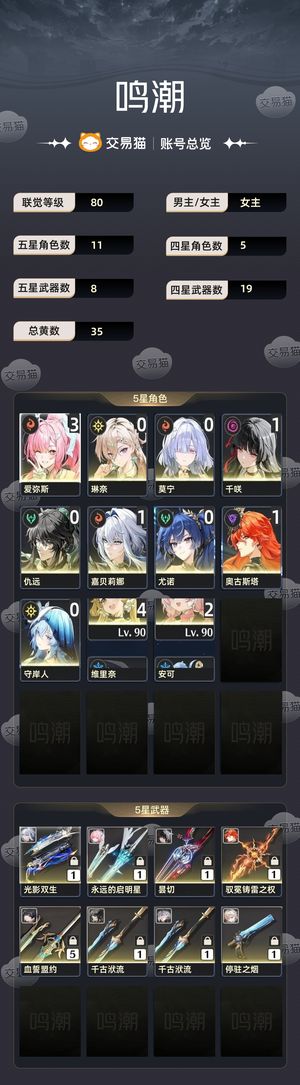 鸣潮【80级】 31爱高练多队多专8k90月卡