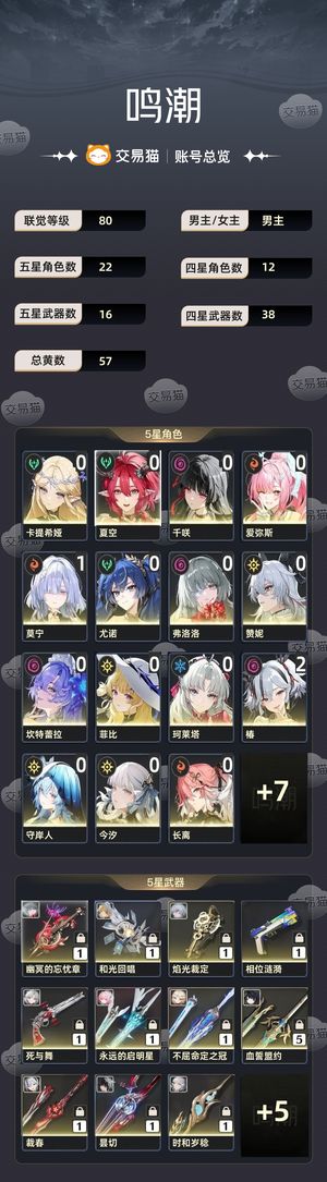 鸣潮【80级】 配队多140抽500多珊瑚