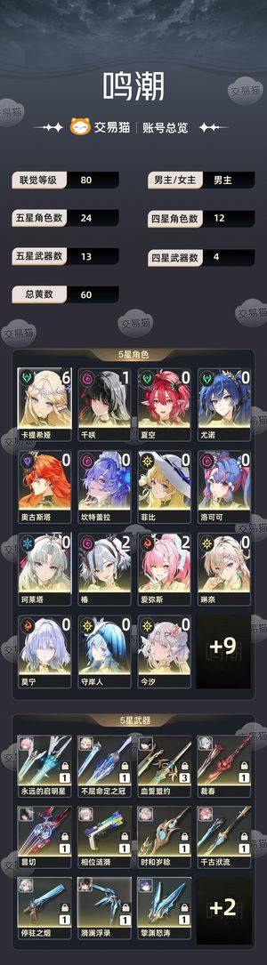 鸣潮【80级】 满命卡提全皮肤还有小爱车皮