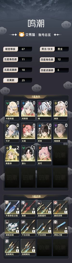鸣潮【67级】 没时间玩了，便宜出