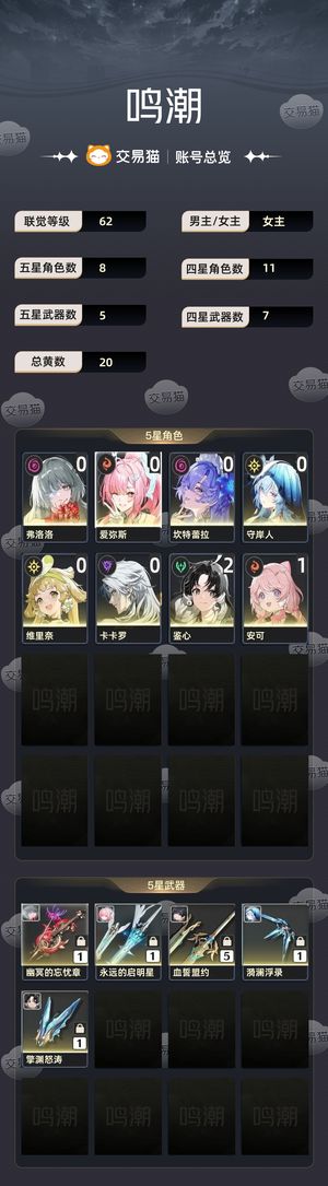 鸣潮【62级】 设备带不动，退游了