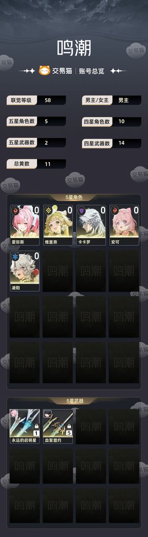 鸣潮【58级】 01爱弥斯，自建号200抽资源