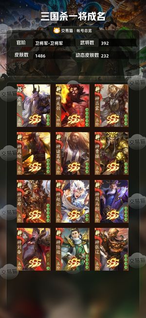 三国杀一将成名（三国杀十周年）【卫将军-卫将军】5神武4威谋司马懿4乐8谋双刘