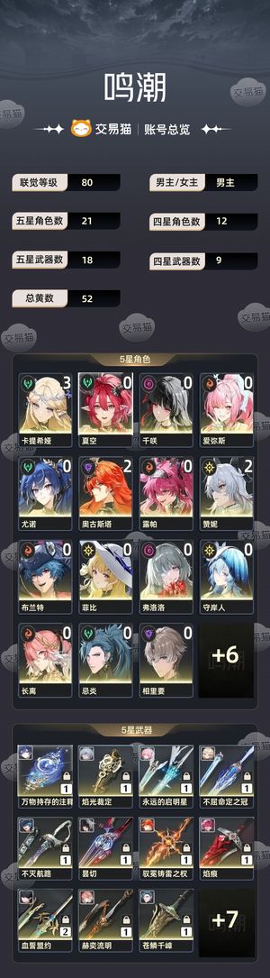 鸣潮【80级】 31卡夏千21日月31赞妮