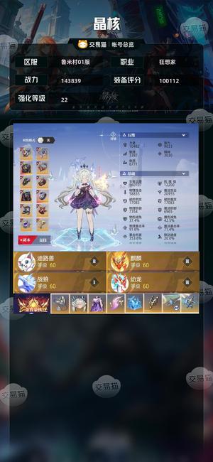 晶核【狂想家战力143839】22无损狂想家，可换绑