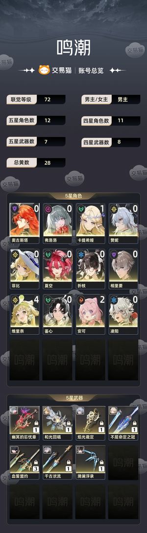 鸣潮【72级】 回归号，基本强力角色都有队伍多