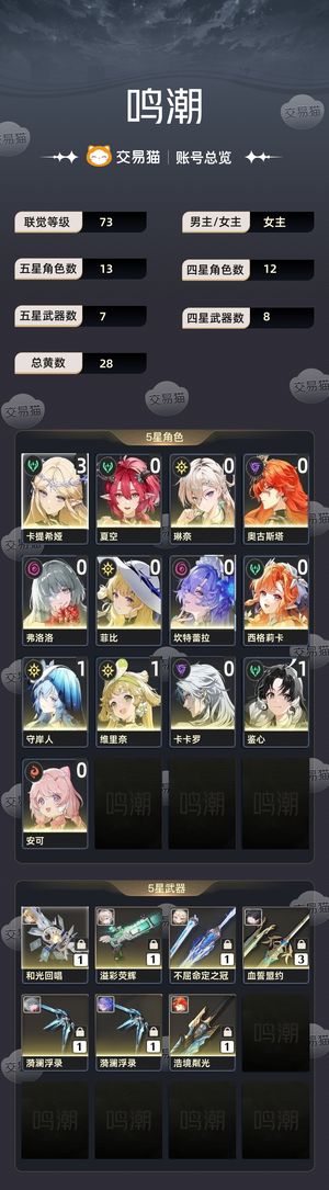 鸣潮【73级】 自玩号出。