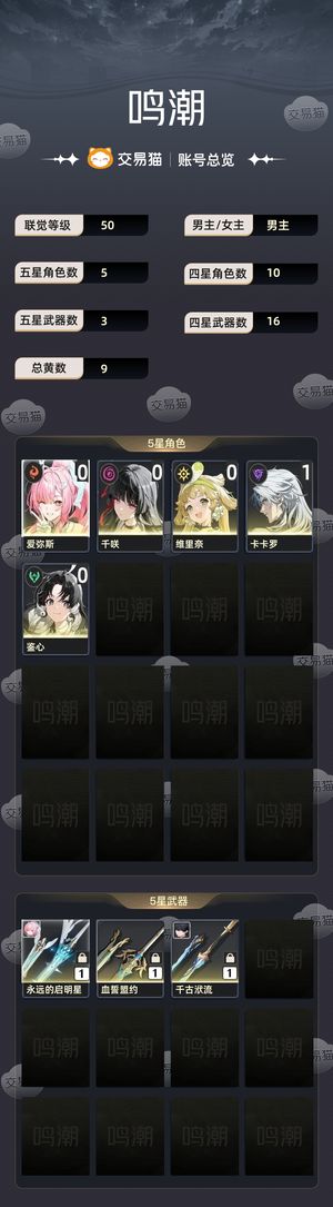 鸣潮【50级】 01爱弥斯00千咲，自建号