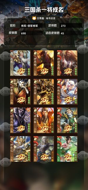 三国杀一将成名（三国杀十周年）【将军-领军将军】周宣273将张璇乐大乔张琪瑛