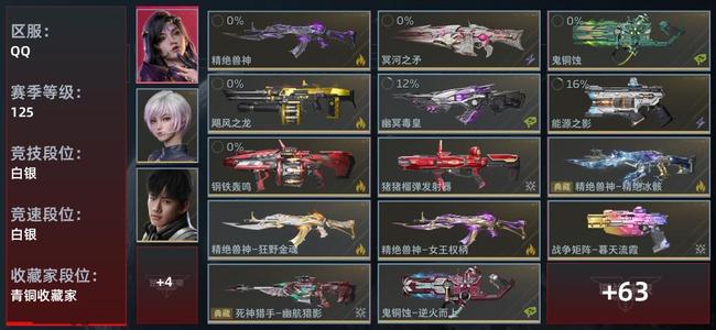 逆战：未来【赛季125级收藏角色18武器51近战武器26传说插件343】