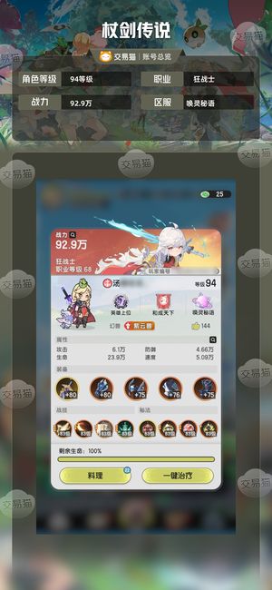 杖剑传说【94级狂战士】 进度小号全勤素材