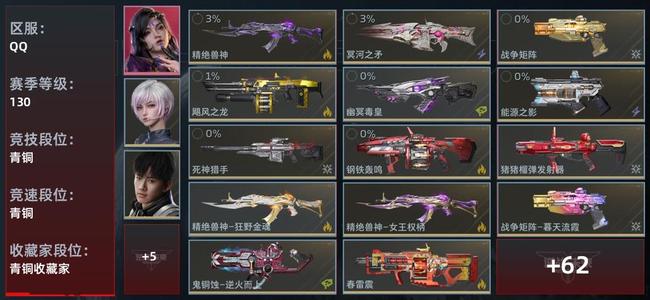 逆战：未来【赛季130级收藏角色16武器56近战武器20传说插件434】