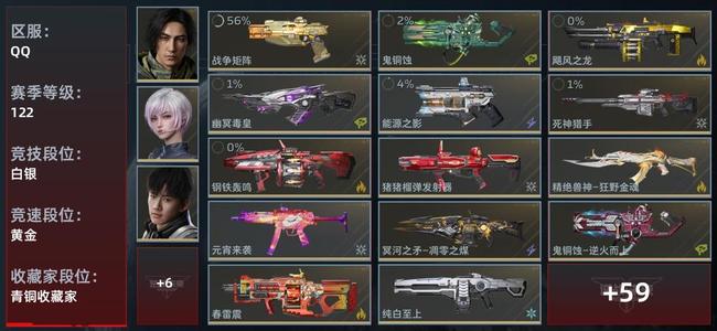 逆战：未来【赛季122级收藏角色18武器55近战武器18传说插件33】