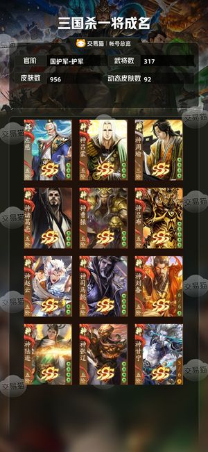 三国杀一将成名（三国杀十周年）【国护军-护军】3神武双威4乐薛灵芸30多阴间