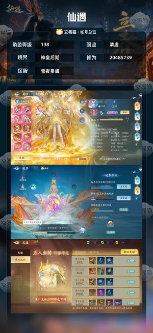 仙遇【138级】 加深100三典藏冲榜号