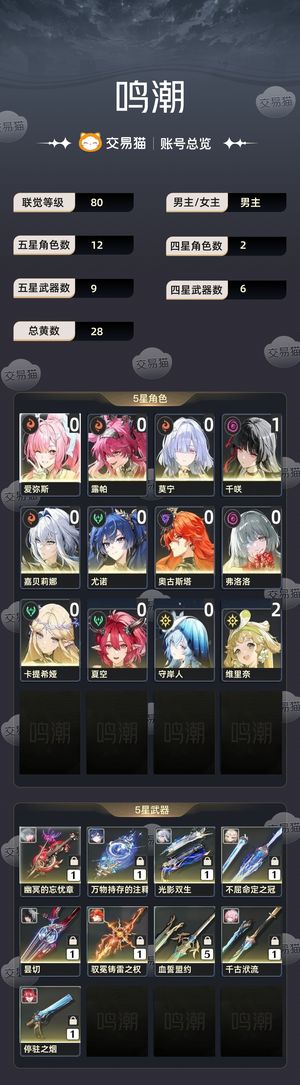 鸣潮【80级】 80级爱露莫，日月守，卡夏千