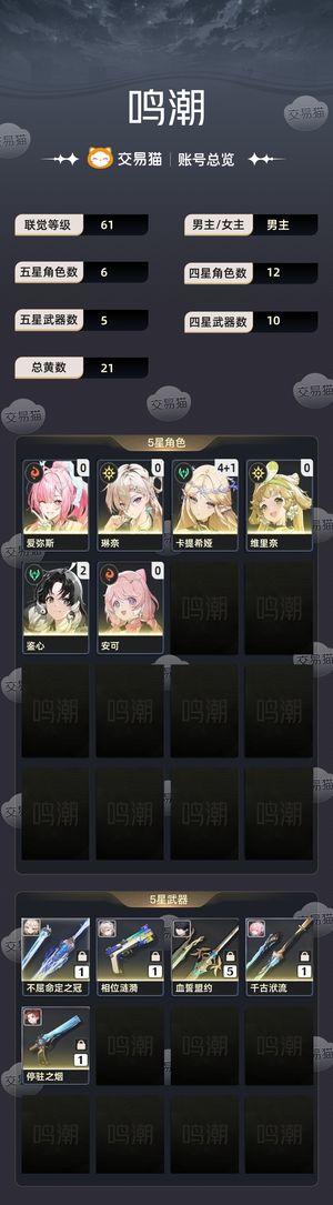 鸣潮【61级】 41卡提，00琳奈，00爱弥斯