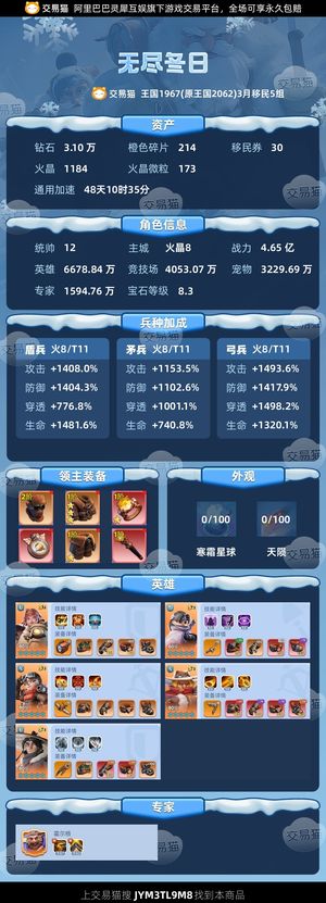 无尽冬日【统帅12级】 统十二，三路T11包票