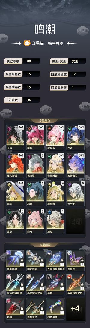 鸣潮【80级】 日月弗坎卡千小爱露帕多专武