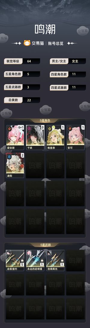 鸣潮【64级】 六爱弥斯加0千咲带月卡一万三石