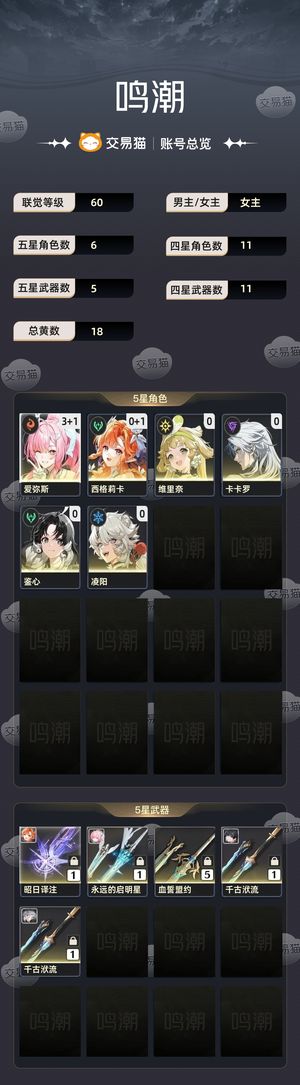 鸣潮【60级】 纯手工心血号