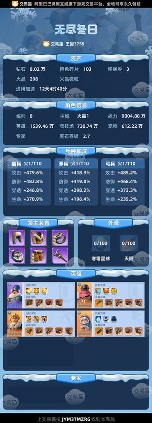 无尽冬日【统帅8级】没时间玩了