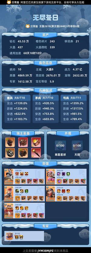 无尽冬日【统帅10级】优质车身，火8盾弓，t11弓