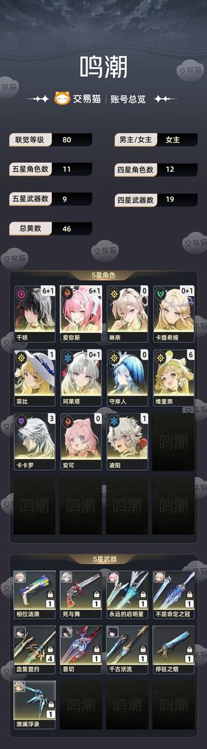 鸣潮【80级】 61爱弥斯61千咲带170 抽