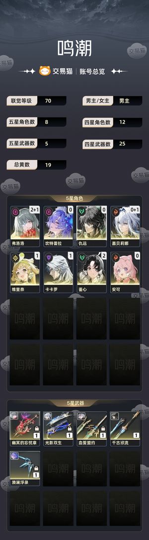 鸣潮【70级】 2 1弗洛洛弗坎仇远队可抽绯雪