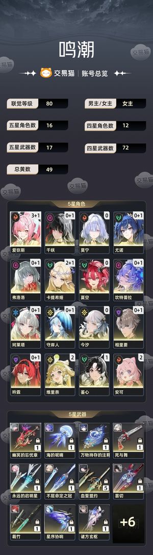 鸣潮【80级】 开服自玩号