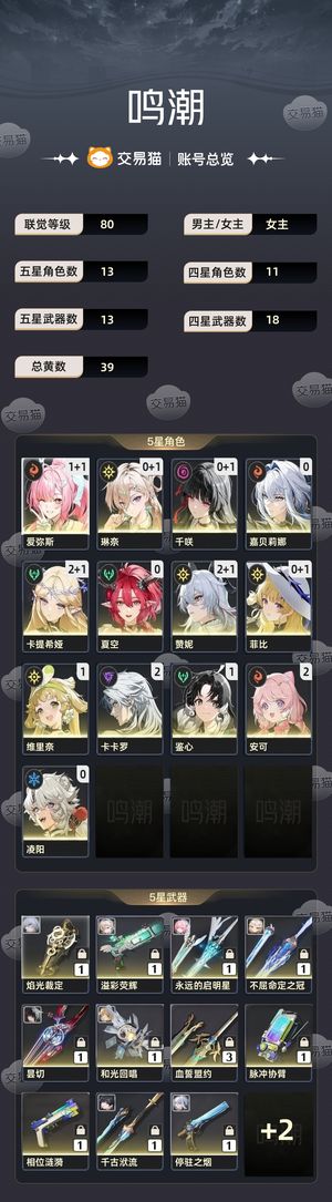 鸣潮【80级】 2链赞妮队和2链卡提队