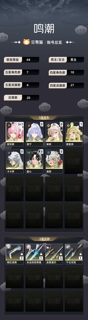 鸣潮【64级】 31爱弥斯爱琳莫高练 80抽