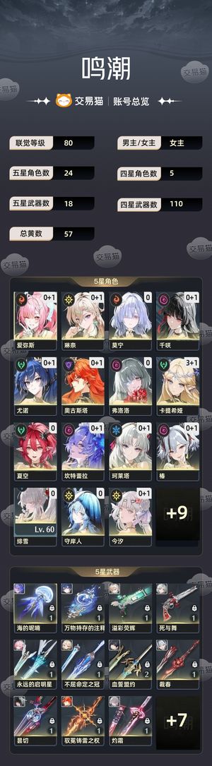 鸣潮【80级】 31卡提01雪已出低探索队友全