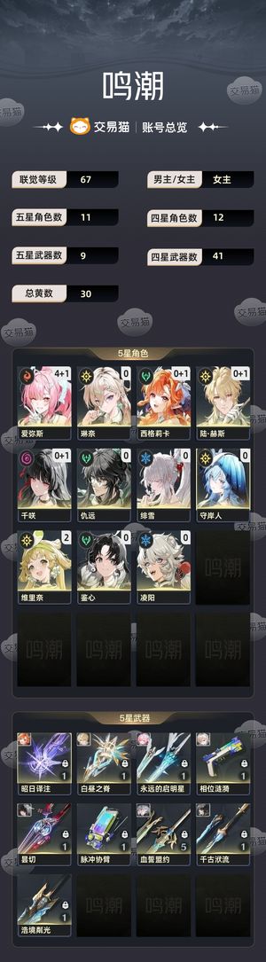 鸣潮【67级】 出鸣潮账号