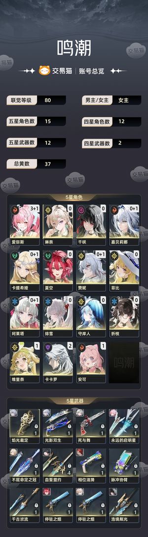 鸣潮【80级】 31爱弥斯，卡夏千，赞菲守等