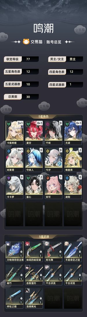 鸣潮【77级】 31卡提01夏空00千咲