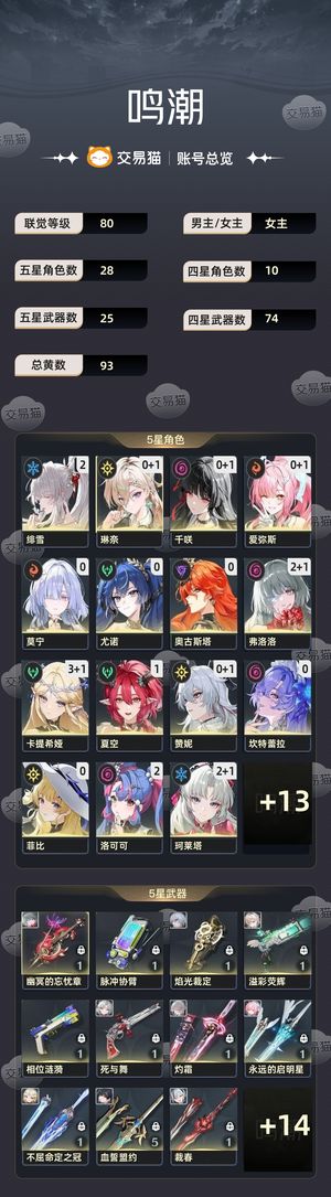 鸣潮【80级】 6椿3卡2弗2绯月