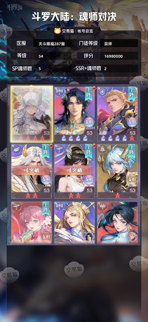 斗罗大陆：魂师对决【宗师,54级】彩4霍红四半神雪明天红五自己看
