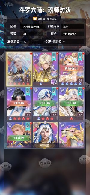 斗罗大陆：魂师对决【宗师,61级】 满星十方琉璃，11星神霍，胸针