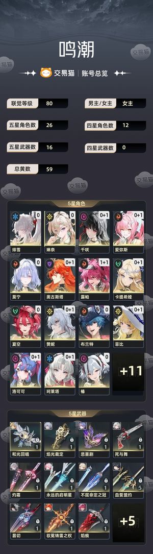 鸣潮【80级】 开服号，角色很多