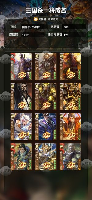 三国杀一将成名（三国杀十周年）【国都护-左都护】3威4神武7乐6谋威刘备60阴