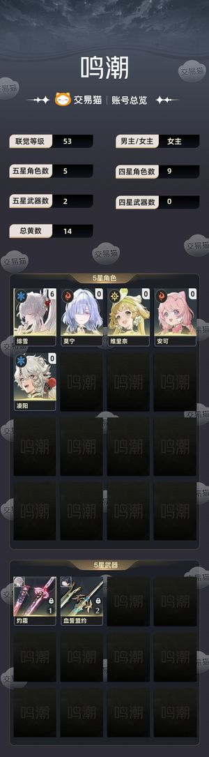 鸣潮【53级】 61绯雪带莫宁武器垫40看描述